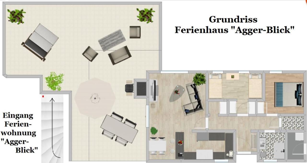 Seeblick-Ferienwohnung Im "Ferienhaus Agger-Blick" Mit Traumhafter Sonnen-Terrasse, Sauna, E-Kamin & Kajak Гуммерсбах Экстерьер фото